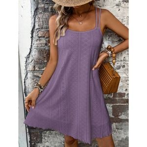 Semi-Sheer Embroidered Eyelet Cami Dress